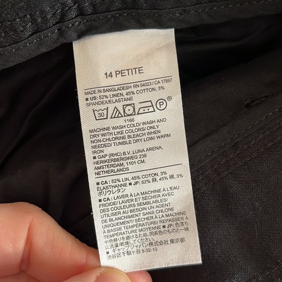 Banana Republic Pleated Wide Leg Linen Cotton Blend Trouser Pant Black 14 Petite - Picture 10 of 12